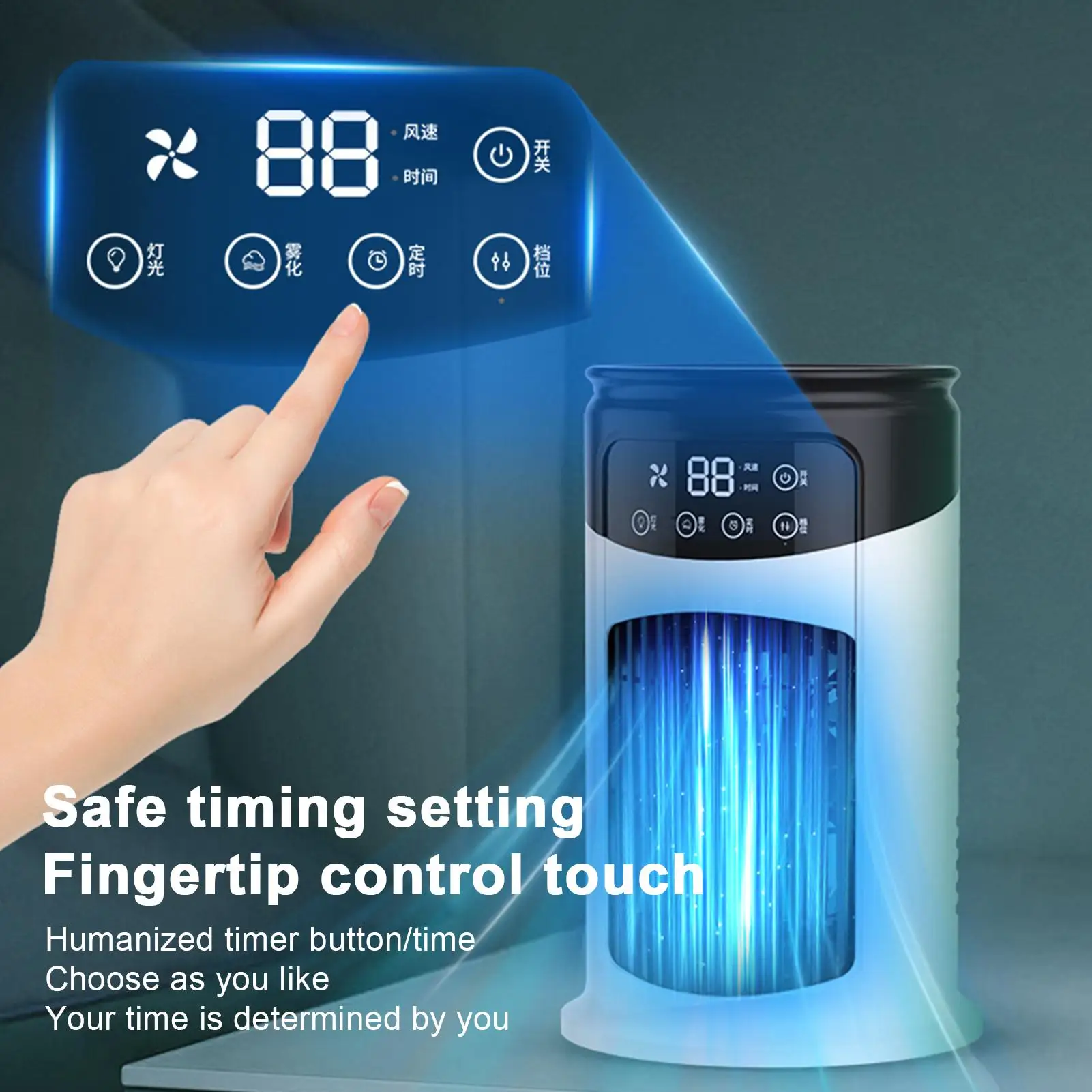 Air Cooler Evaporative Air Cooler Portable Ac 6 Speeds Adjustable Cooling Fan Quiet Humidifier for Studio Kitchen Bedroom Desk