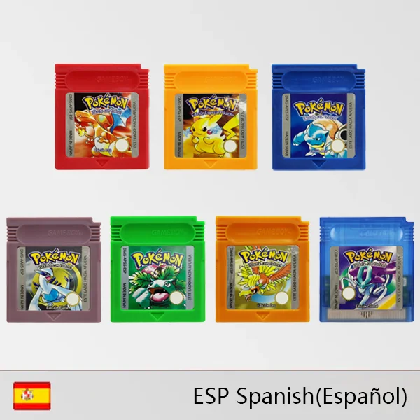 GBC ゲームカートリッジ 16 ビットビデオゲームコンソールカードポケモンレッドグリーンシルバーブルークリスタルゴールデンイエロー USA/EUR/FRA/ITA/ESP/NOE