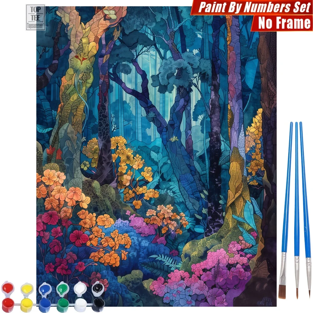 

Lush Colorful Forest DIY Digital Oil Painting Kit - Lush Forest Colorful Home Bedroom Decor Teacher'S Day Gift For Teacher