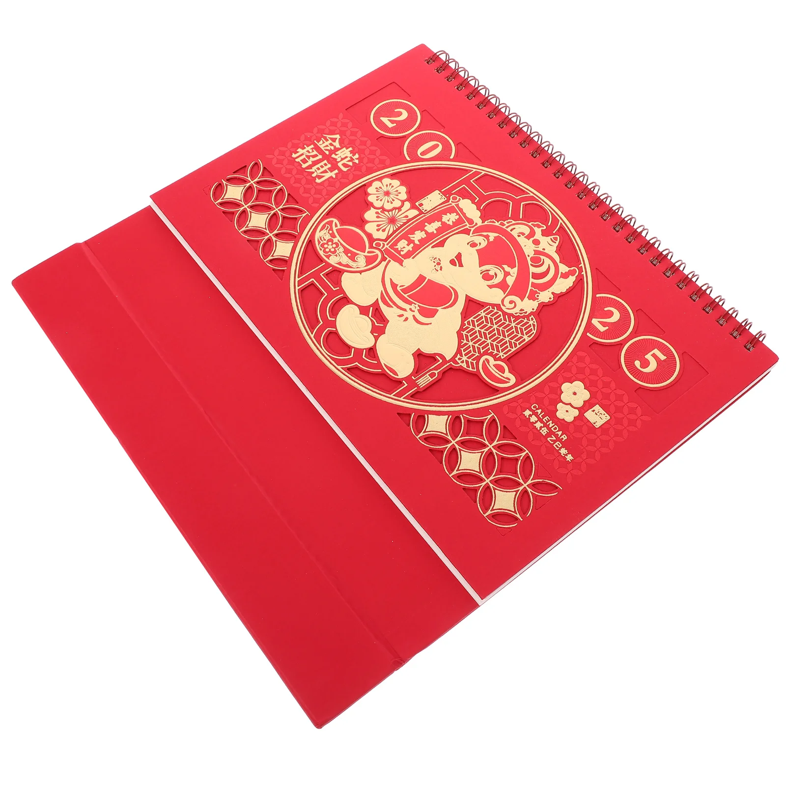

2025 Hot Stamping Hollow Desk Calendar Small Flip Paper Chinese Calendars Yearly Planner Snake New Year Schedule