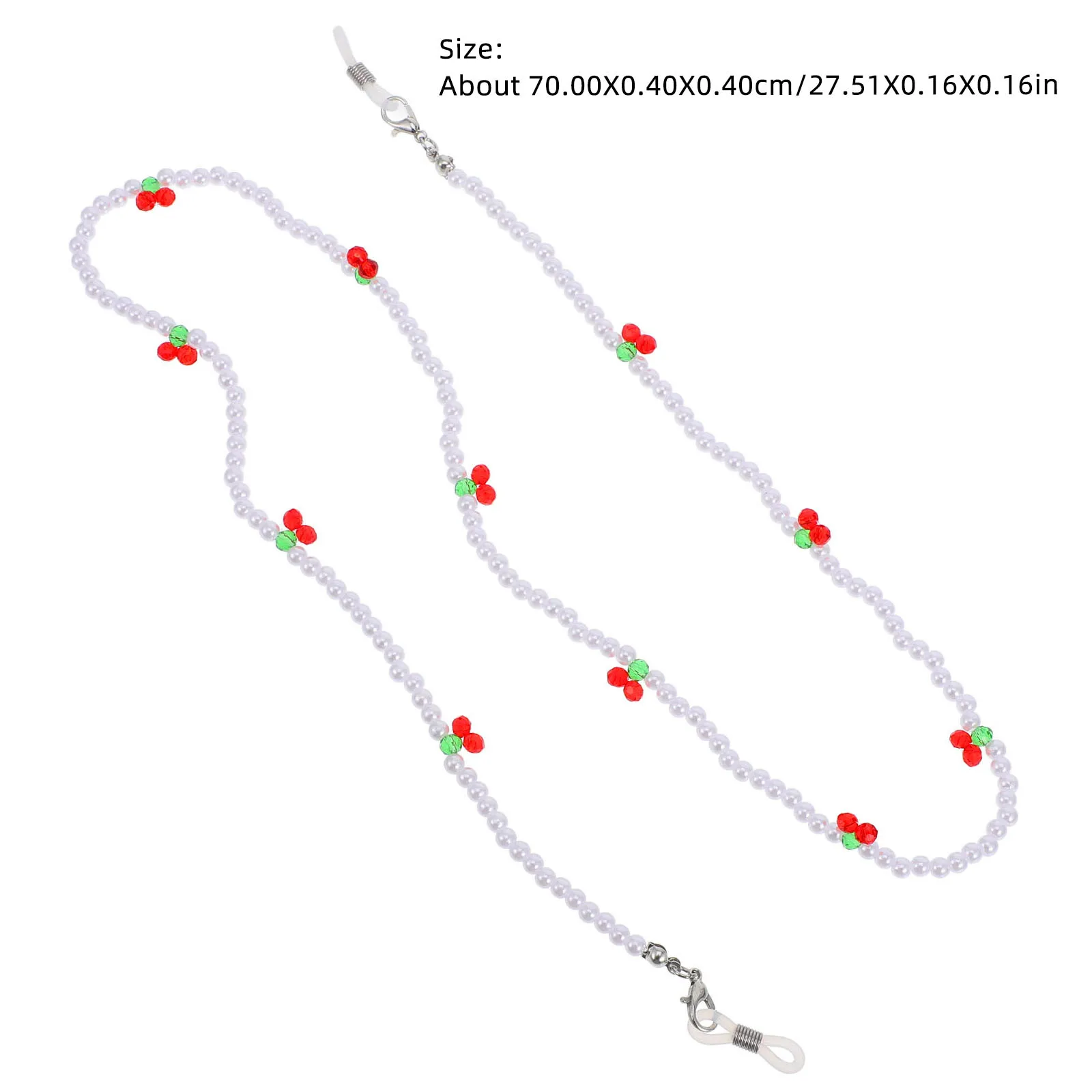 1Pcs Cherry Bead Glasses Chain Delicate Eyeglasses Hanging Chain Mask Strap Beaded Lanyard Stylish Protective Decor