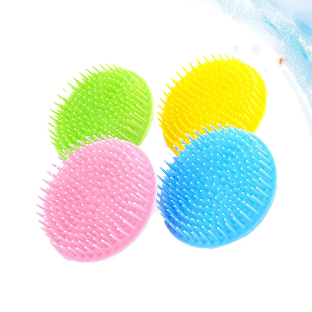 

Набор из 4 массажных щеток для волос: мягкая гибкая расческа для глубокой очистки кожи головы и корней волос, инструмент для душа и ванны для дома и парикмахерских