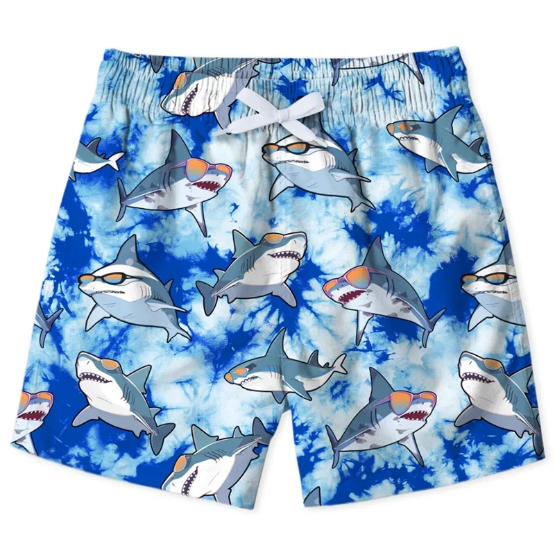 Cute Shark Dinosaur Beach Shorts For Men Kids 3d Print Cartoon Animal Swim Trunks Surfing Board Shorts Male Street Short Pants