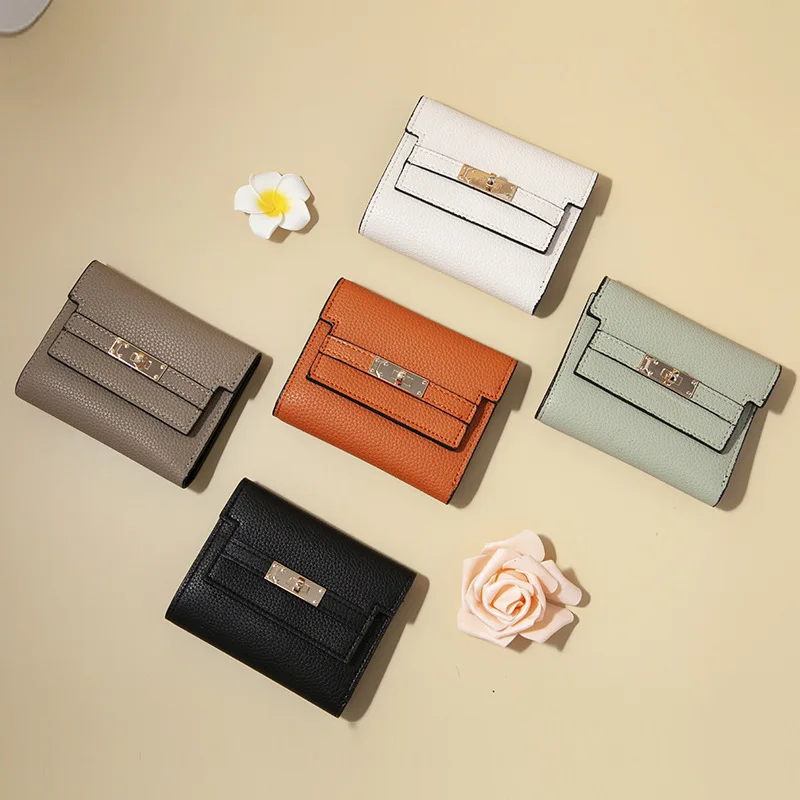 2025 new compact online celebrity ladies purse multi-card holder large capacity Korean version of solid color short card package