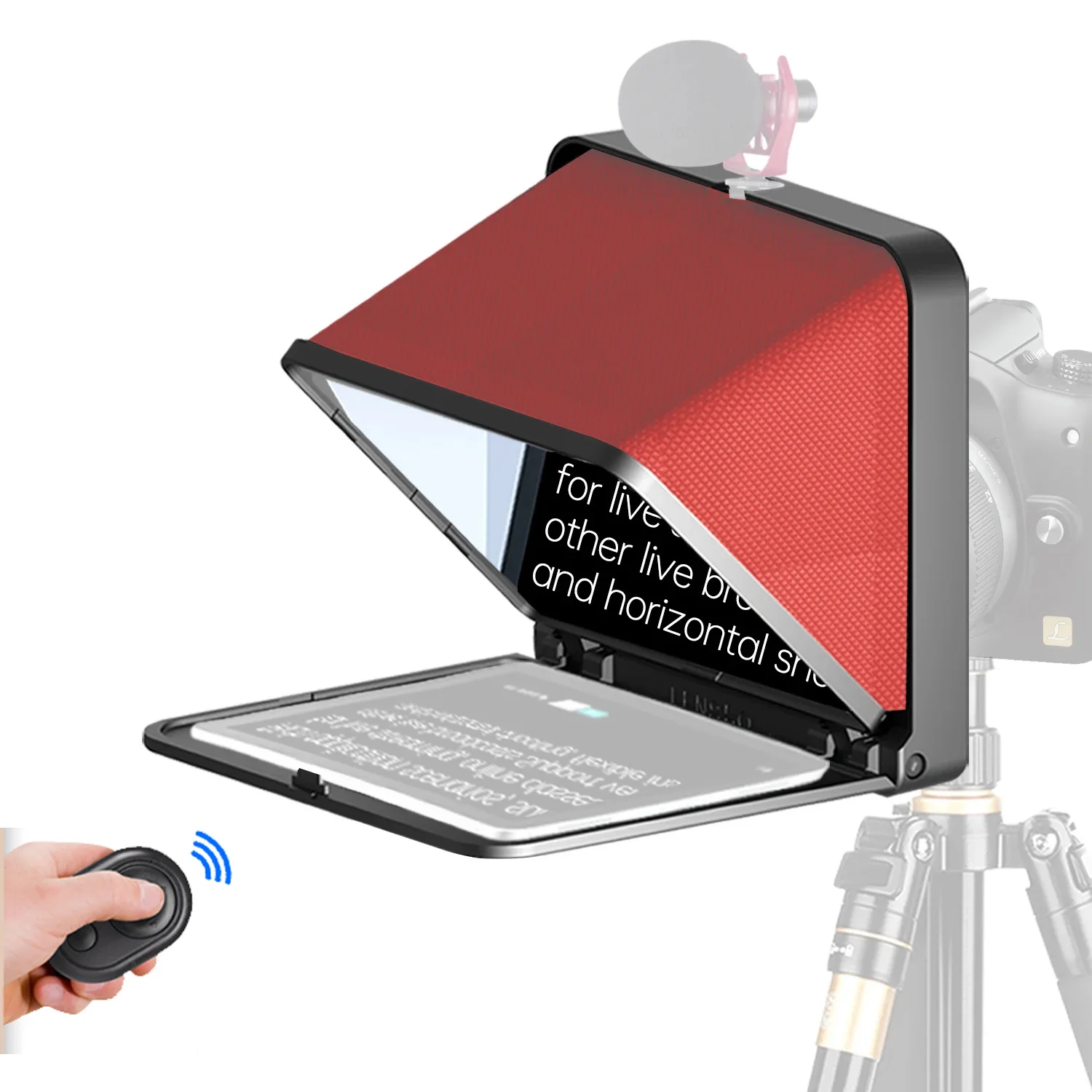 TC7 Teleprompter Portable Prompter For Phone Camera Live Interview Video for 7.9 inch Tablet iPad Smartphone Prompter