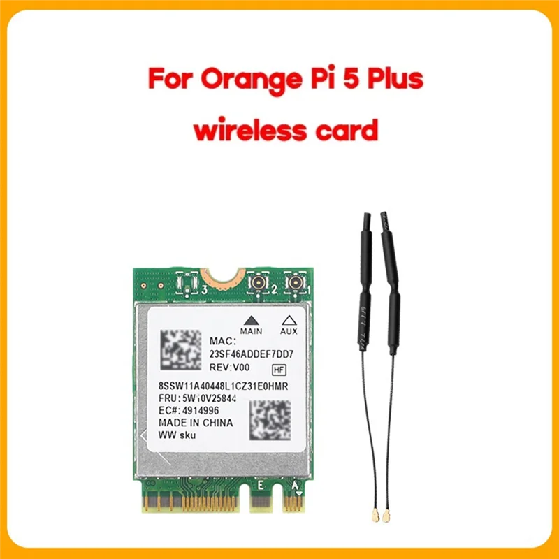 Kartu jaringan nirkabel untuk Orange Pi 5 Plus, kartu jaringan nirkabel untuk OPi5 Plus, papan pengembangan pengontrol, DualBand, Wifi, BT5.2