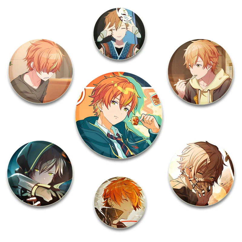 32/44/58MM Anime Project SEKAI Brooches Cartoon Character Shinonome Akito Round Soft Button Brooch for Backpack Clothes Hat