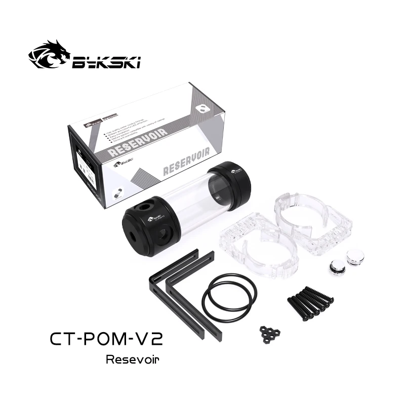 Bykski 260mm 200mm 150mm 길이 X 50mm 직경 아크릴 이중 원통형 수냉식 탱크 4홀 리저버 커버 CT-POM-V2