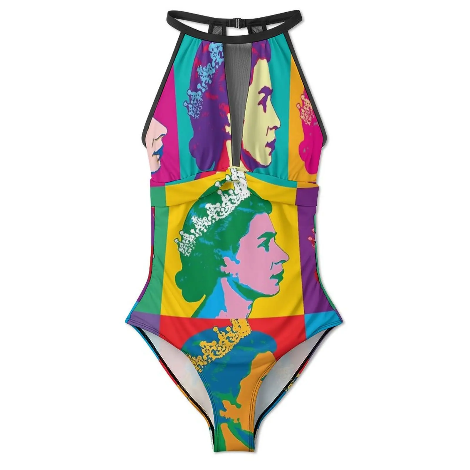 Pop Art Elizabeth II Swimsuit Long Live The Queen Swimwear One Piece Holiday Swimsuits Mesh Monokini Female Push Up Beach Wear