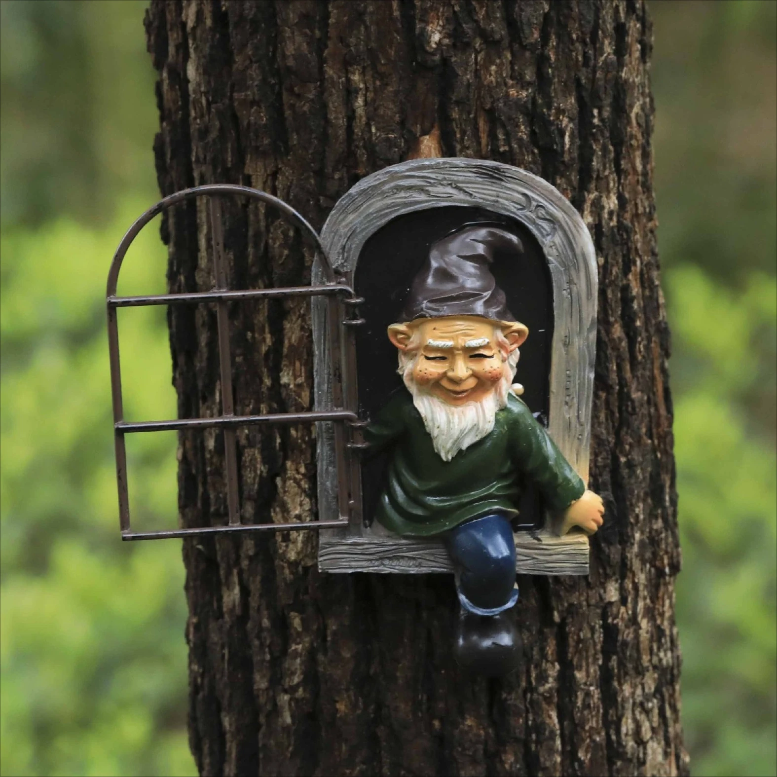 

Climbing Window White Bearded Dwarf Resin Ornament - Garden Cartoon Statue Home & Yard Decor