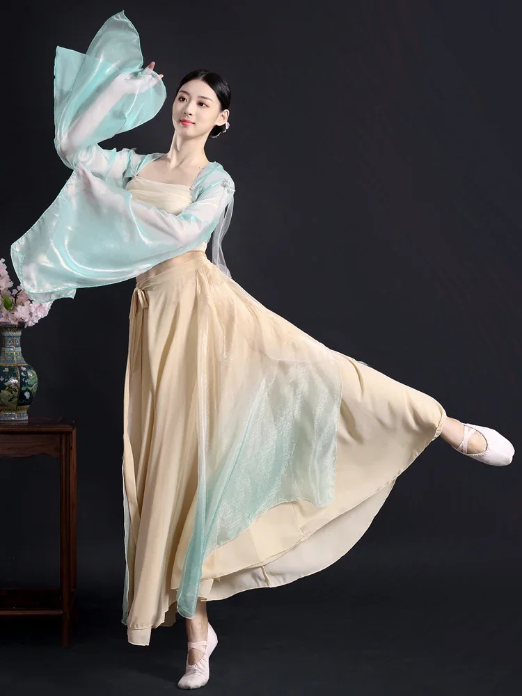 Chinese Style Folk Dance Classical Dance Costume Practice Clothes Elegant Performance Stage Dancewear National Waist Drum Suit