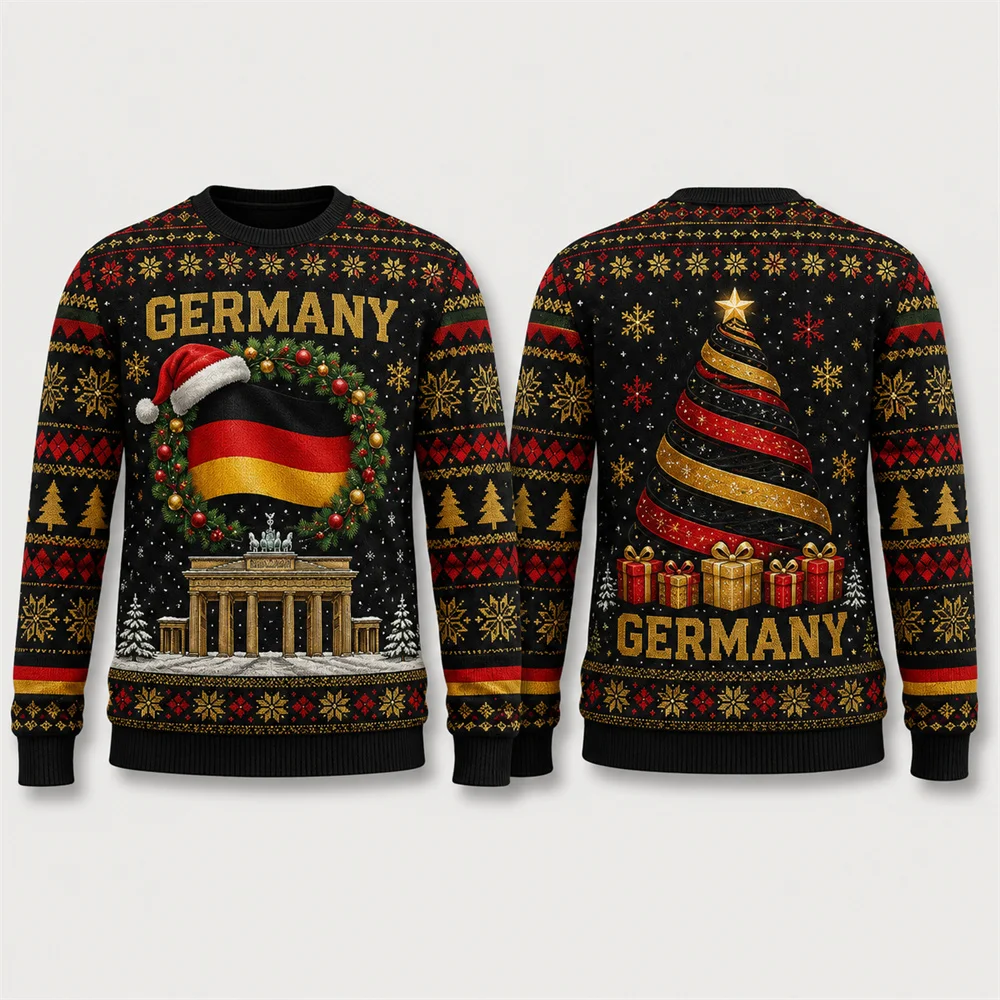 3D Print National Flag Design Christmas Sweatshirt Unisex Spain Germany France UK Flag Pattern Xmas Ugly Sweater Fashion Holiday