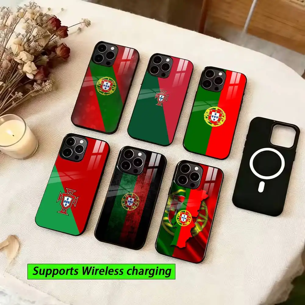 Portugal Flag Print Custom Design Phone Case For iPhone15,16,17,14,13,12,11 Plus,Pro Magnetic For  Wireless Charging