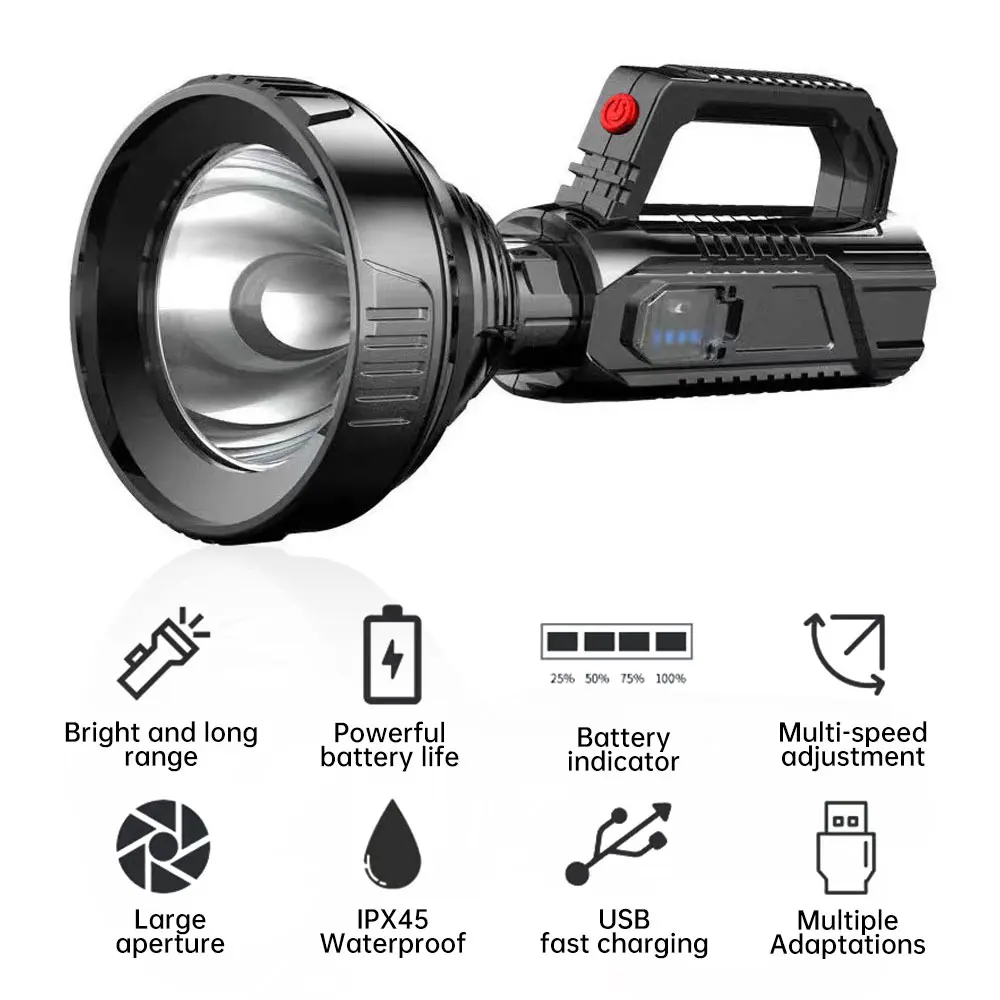 Rechargeable High Power Led Flashlights Ultra-long Lighting Distance Lamp Searchlight XHP70 Powerful Lantern Torches