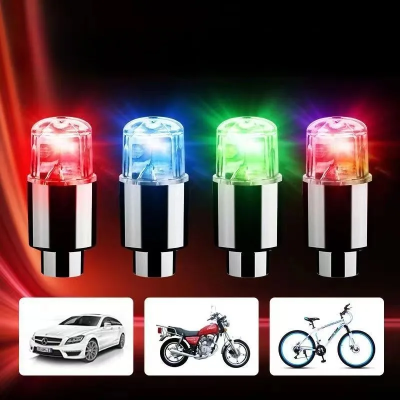 LED Tire Lights Cap Car Tire Valve Cap Lights Multi-Color Flash Durable For Car Moto Bicycles Electric Vehicles Tire Valve Cap