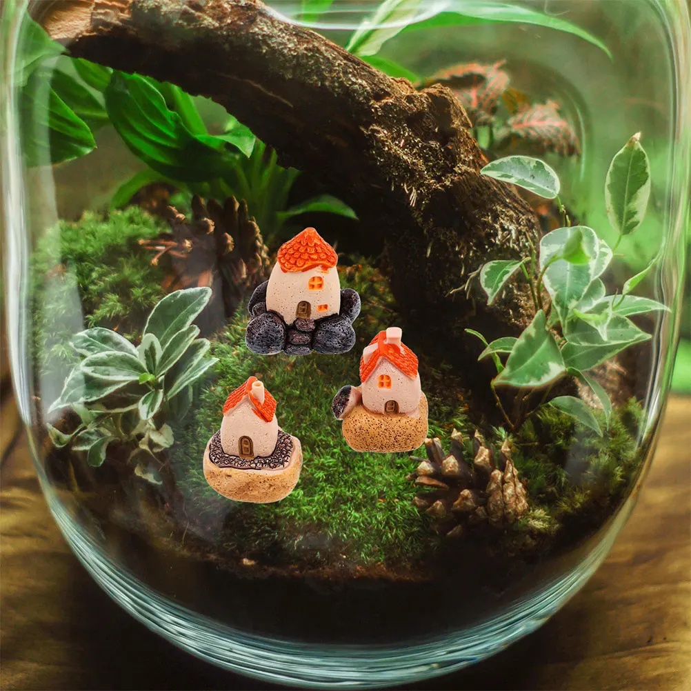 

6 Pcs Micro-view Cottage Miniature Fairy House Tiny Statue Ornaments Garden Landscape Resin