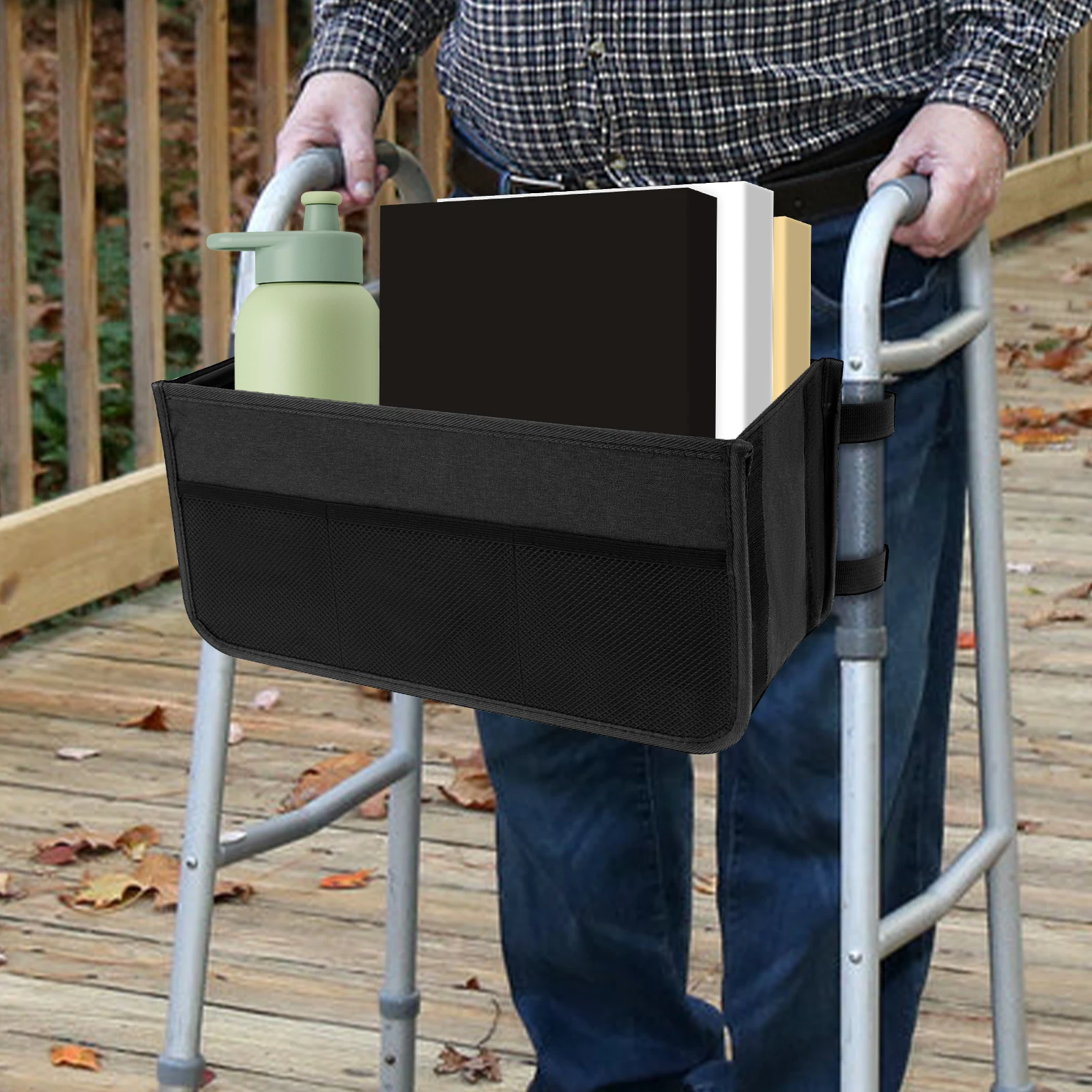 

Сумка-ходунок, корзина с подстаканником, складная сумка для хранения ходунков, водонепроницаемая сумка-органайзер из ткани Оксфорд 600D для пожилых людей