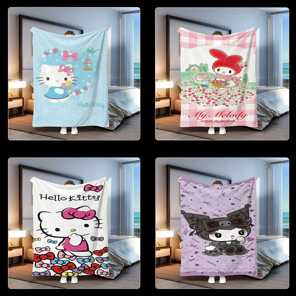 

Одеяло с рисунком Hello Kitty, одеяло для обеденного перерыва, многофункциональное одеяло для гостиной, спальни, кемпинга и путешествий