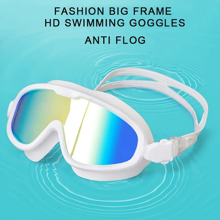 

New High Definition Large Frame Swimming Goggles Transparent Electroplated Lenses Anti-Fog PC Material Swim Adult