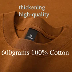 600grams 100% Cotton Men Oversized Heavyweight T Shirt Summer Women Short Sleeve Top Casual Men's Tees