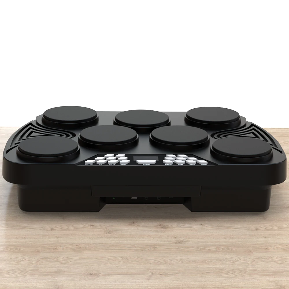 مجموعة طبلة إلكترونية 7 سرعات لسطح المكتب مدمجة في 2 مكبرات صوت ستيريو قابلة لإعادة الشحن مع دواسة أعواد الطبل #4