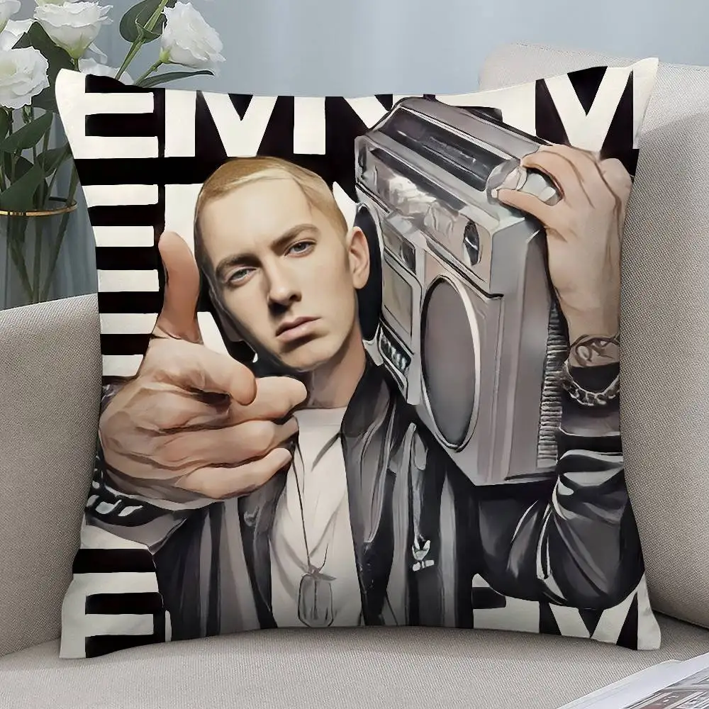 Hot Rapper E-Eminem Double-sided Printed pillow cover Short plush Suitable living rooms bedrooms sofas throw cushion cover