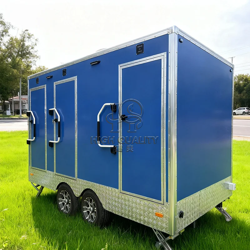 2 Station Prefab House Portable Toilet Trailer Shower Rooms Camping Mobile Toilet Trailer Luxury Restroom Trailer