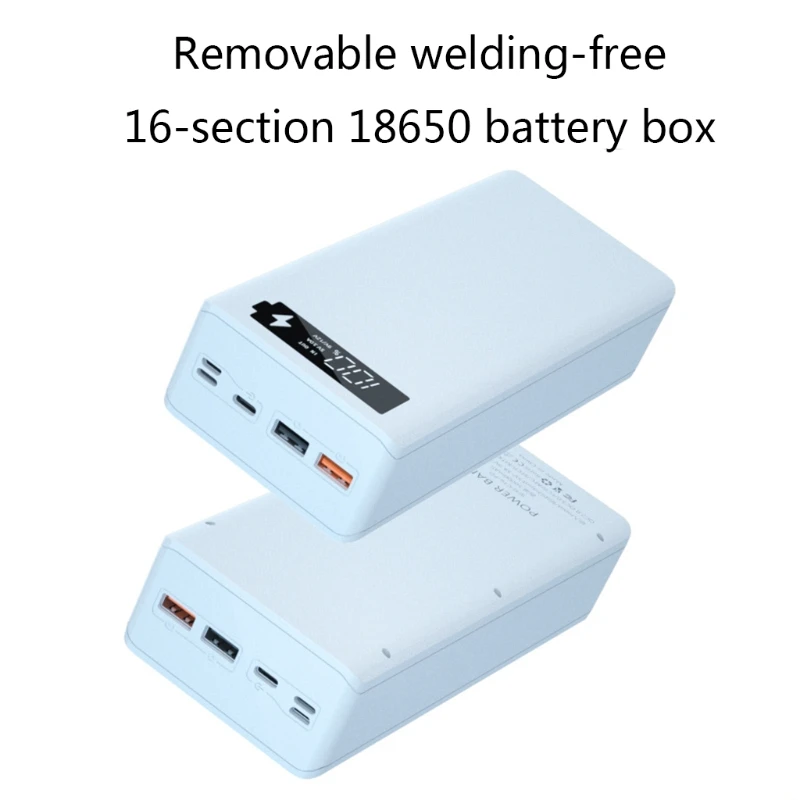 LCD Display 16x18650 Battery Case 5W/10W Wireless Charging Box QC3.0 PD Power Bank Shell