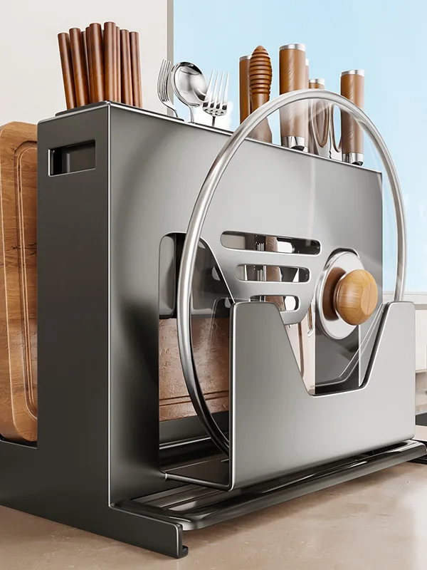 

Многофункциональная настольная подставка-органайзер из нержавеющей стали для кухонных ножей и столовых приборов