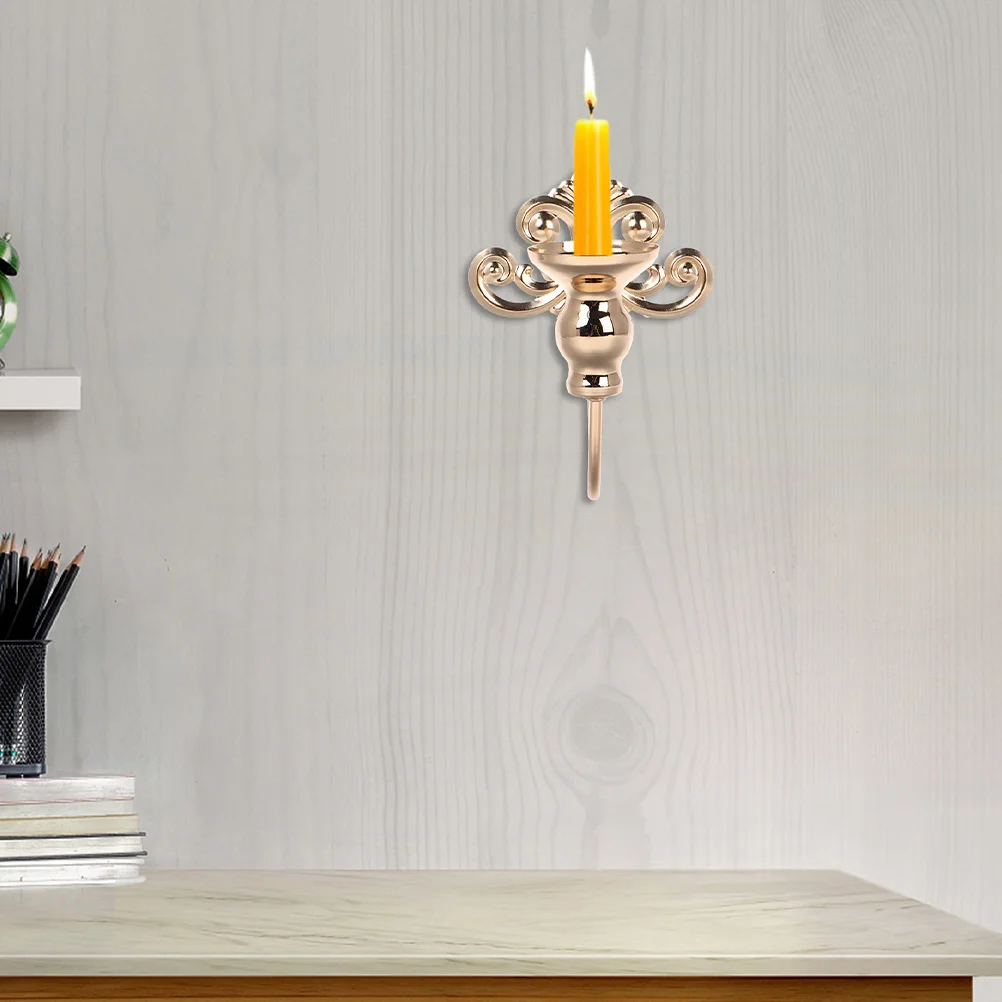 

2Pcs Iron Art Wall Mounted Candlestick Holder Elegant European Patterns for Home Decor Living Room Bedroom Dining Room