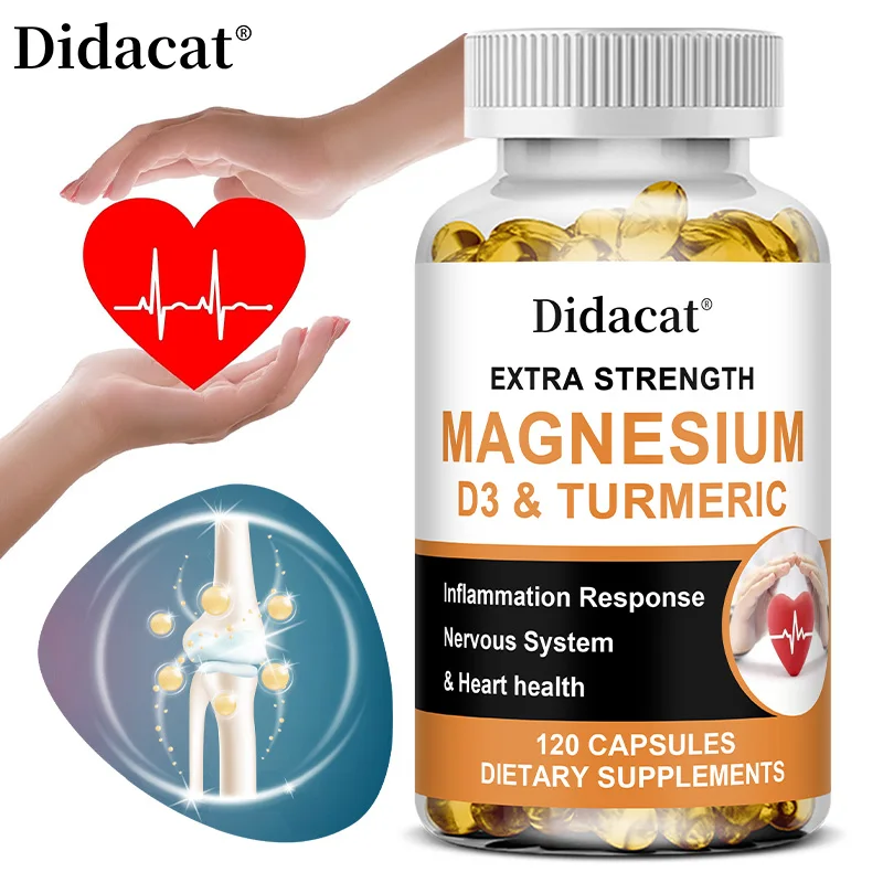 المغنيسيوم وفيتامين د3 مع الكركم، المكمل الغذائي لدعم العافية اليومية، الأنظمة العصبية، العظام، وظيفة المناعة