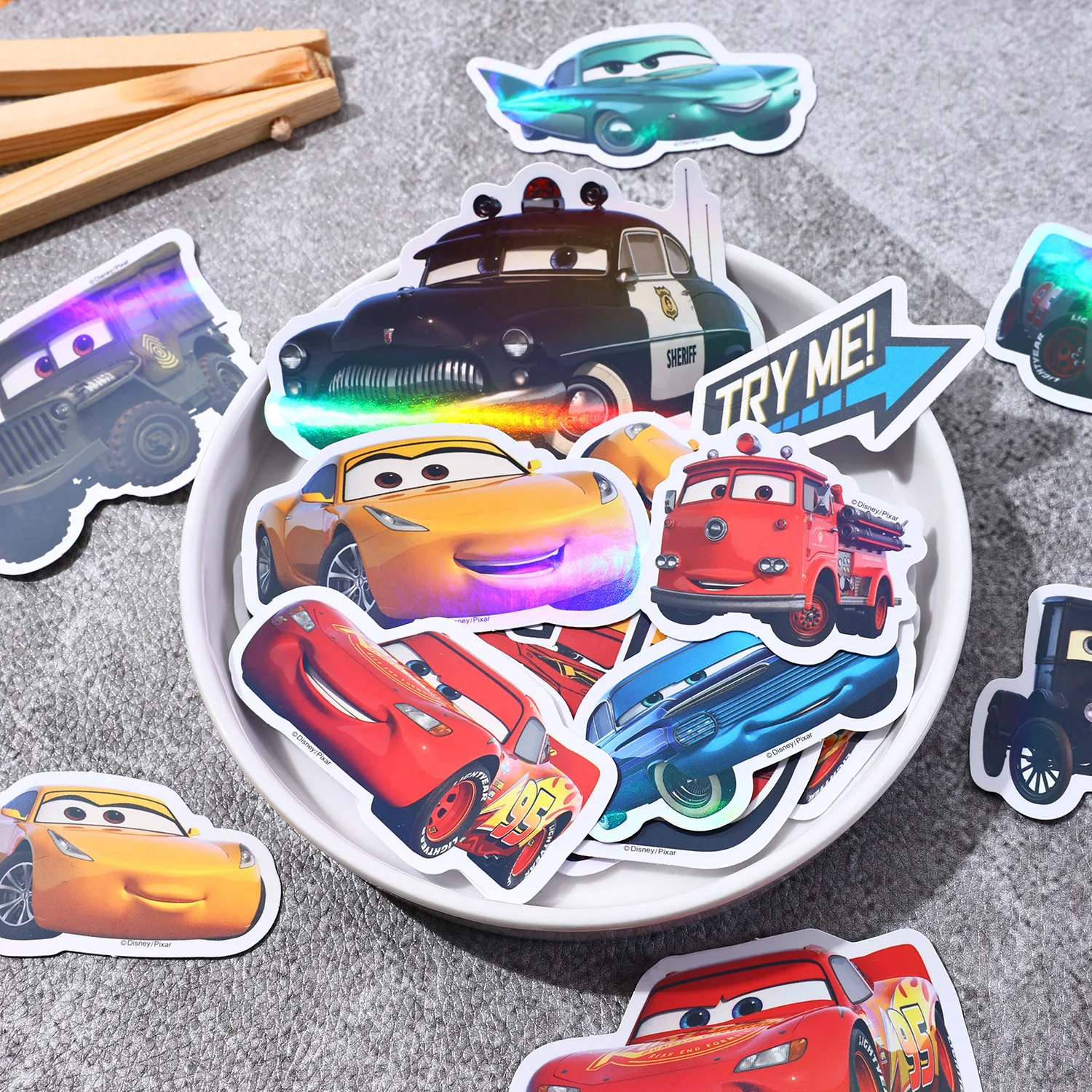 50pcs Disney Cars Stickers Suitcase Water Cup Scooter Stationery Refrigerator Mobile Phone DIY Decorative Waterproof Sticker