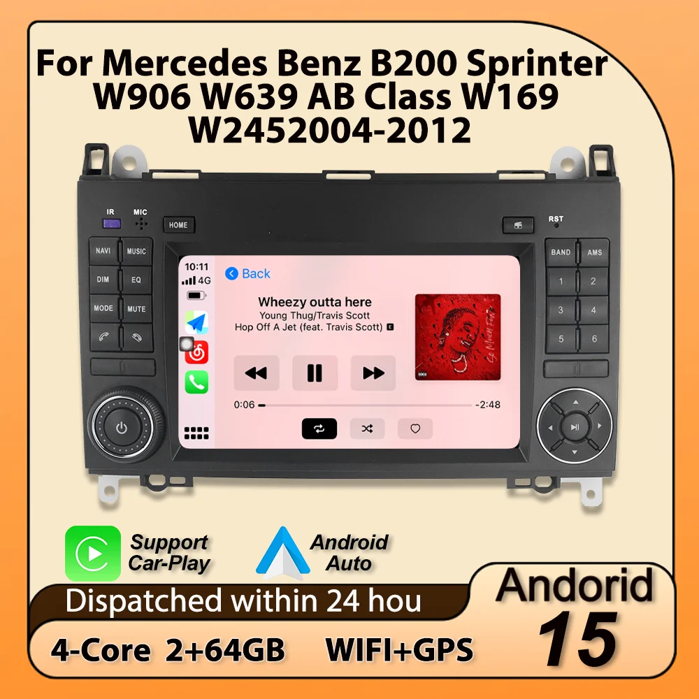 Android 15 Autoradio für Mercedes Sprinter Benz B200 Vito W639 Viano B-Klasse W169 W245 W209 Carplay BT Zentrales Multimedia-Gerät