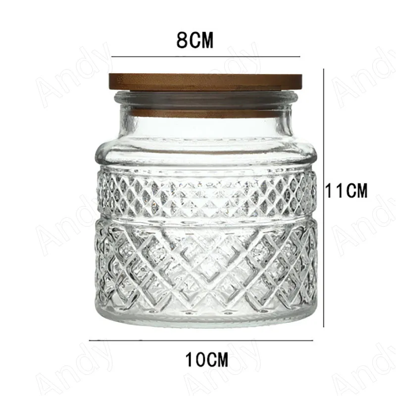 Seal Glass Storage Jar with Lid Hand Embossed Flowers Decorative Kitchen Cereal Dispenser Home Coffee Table Desktop Tea Canister