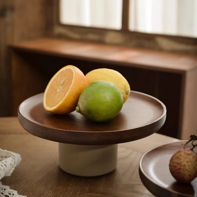 Japanese Style Wooden Fruit Tray Creative Tall Cake Tray Afternoon Tea Dessert Table Home Decoration