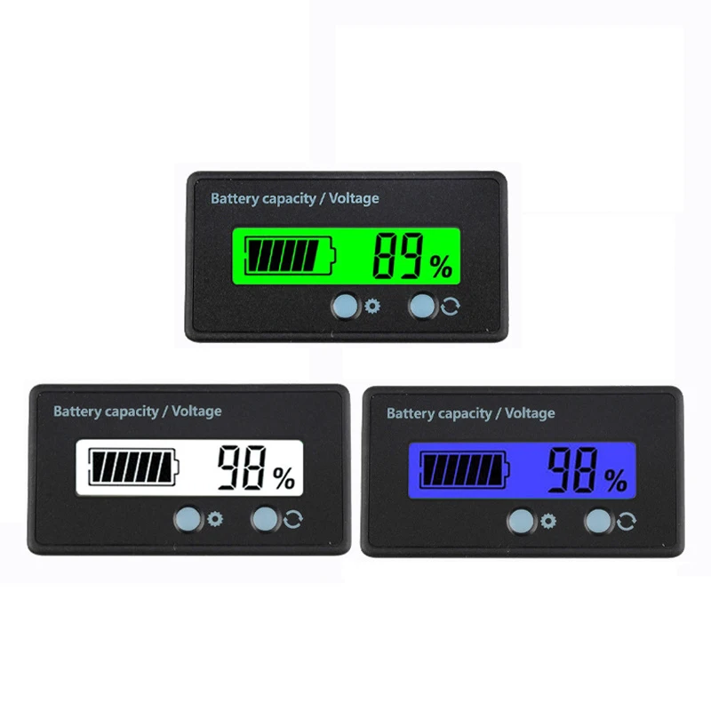 

12V 24V 36V 48V 72V 3S 5S 7S Battery Capacity Indicator Lithium Battery / lead-acid battery Residual Power Percentage Gauge