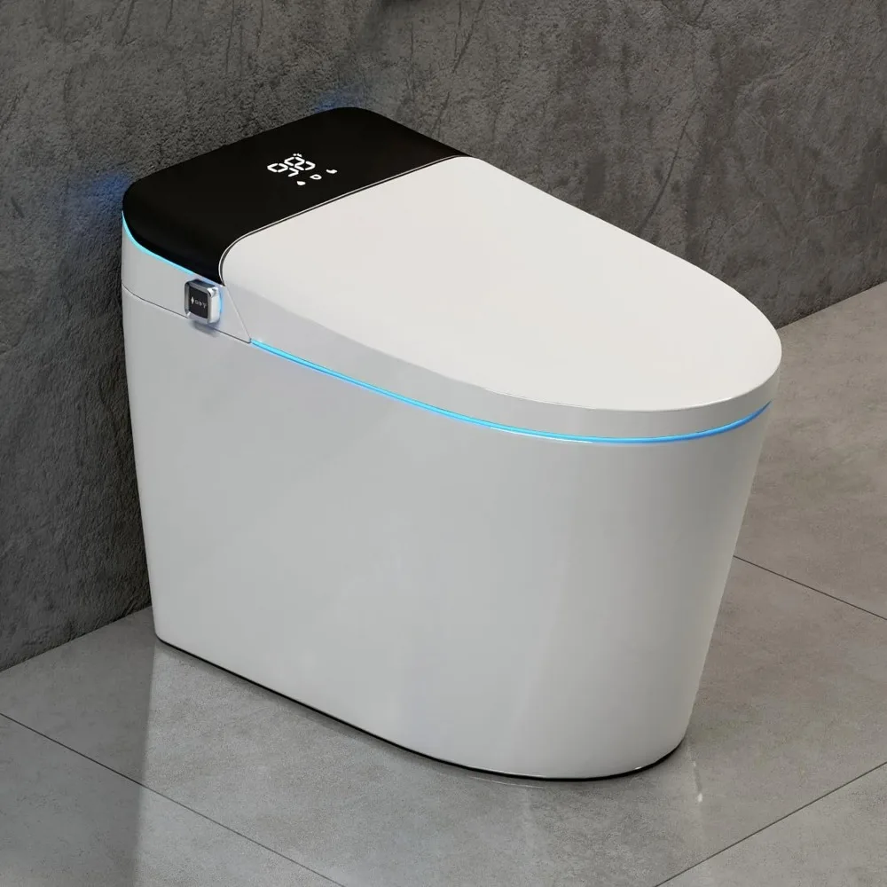 

Smart Toilet with Auto Flush, Foot Sensor Flush, One Piece Bidet Toilet with Warm Water, Heated Bidet Seat, Warm Air Drying