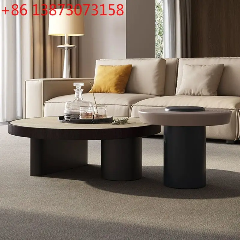 

Круглый журнальный столик MKC9013 из натурального травертина, итальянский минимализм, для современной гостиной, простой, для небольшой квартиры.