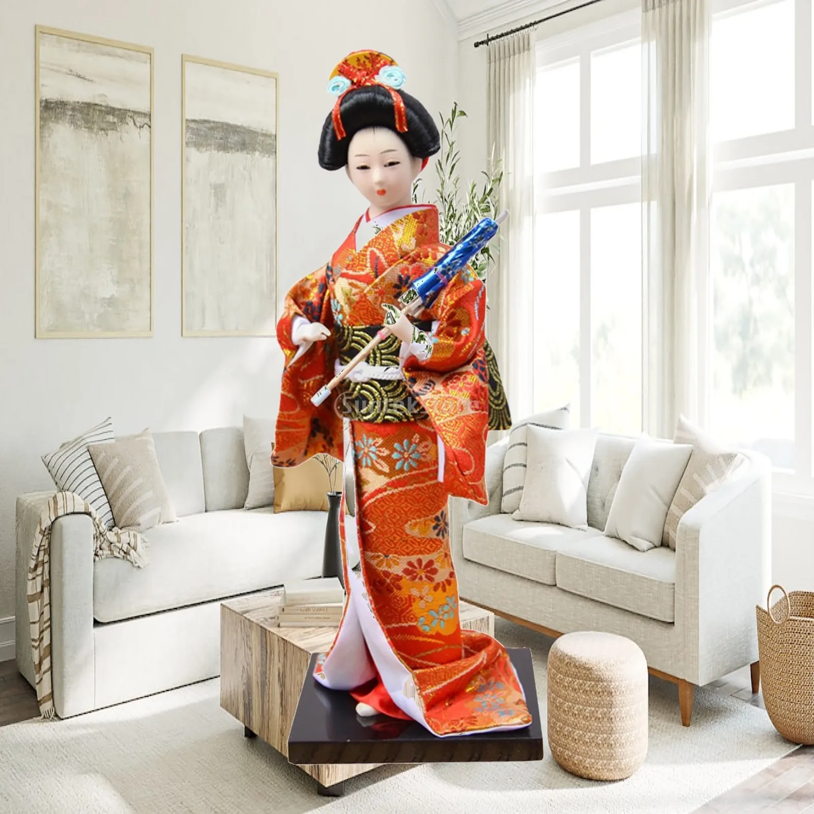 Handcraft Japanese Geisha Dolls Resin Miniature Figurine Home Decor for Living Room Collectible Dollhouse Accessories