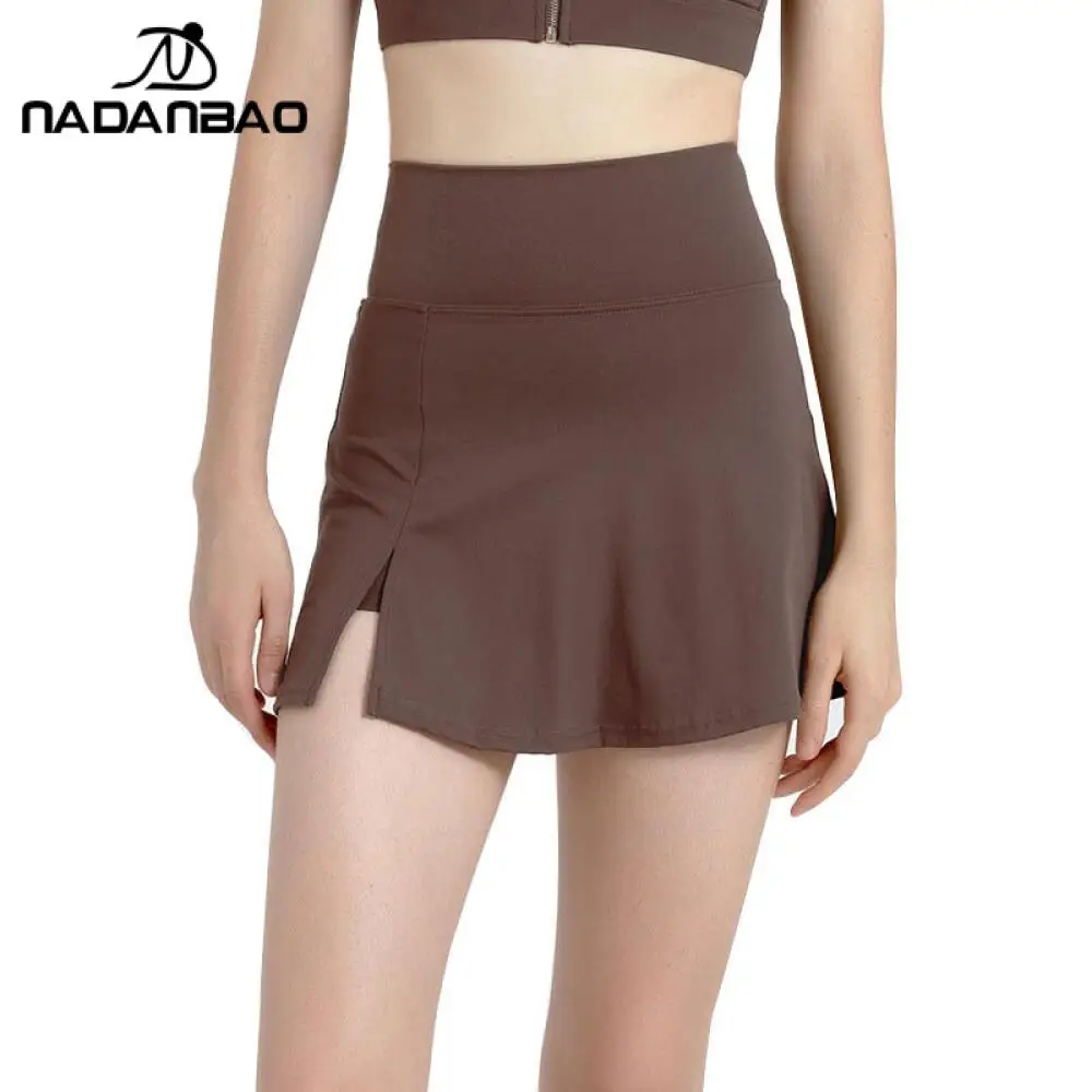 New Fake Two-piece Sports Culottes Women's Yoga Suit Fitness Naked Sense Anti-walking Tennis Skirt Running Training Shorts