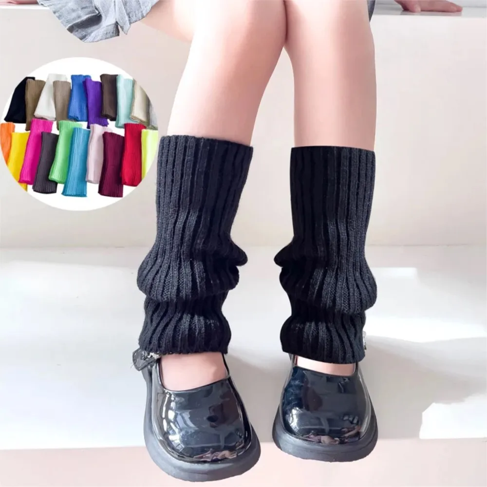 1 Pair Candy Color Children Leg Warmers Korean Sweet Kids Knitted Foot Cover Girls Lolita Style Solid Warm Elastic Tube Socks