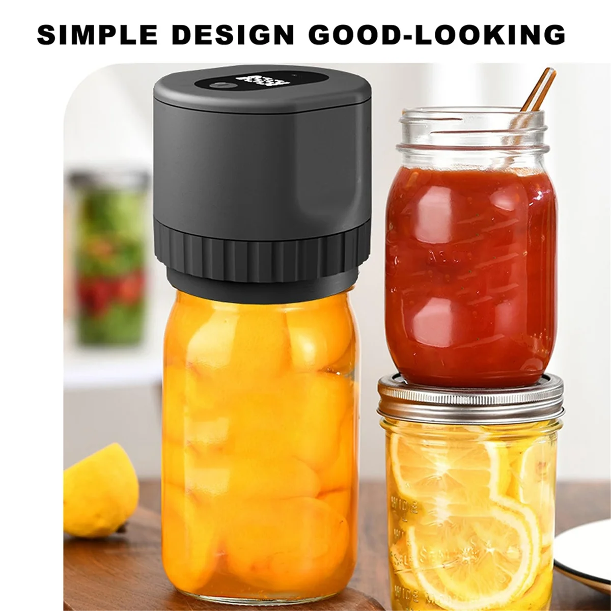 BABZ Mason Jar Vacuum 2 in 1 Design Electric Mason Jar Vacuum Sealing Kit, Fully Automatic Suction Stop Food Storage
