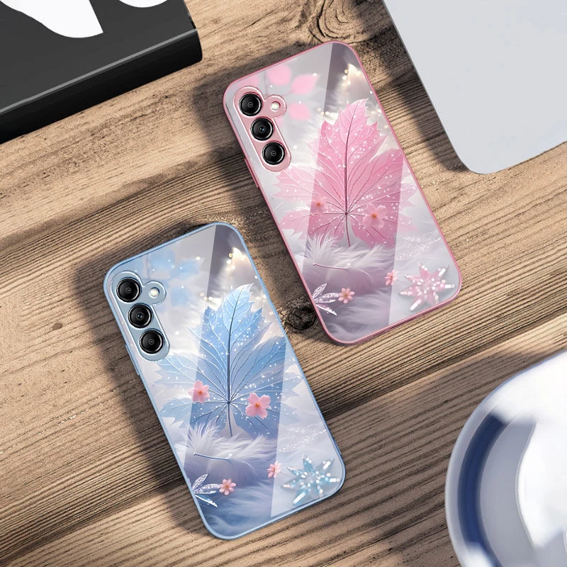 Feuilles d'érable de rêve pour Samsung A73 72 71 A70 56 55 54 A53 52 51 A50 42 A35 A34 33 32 31 26 25 24 23 22 30 coque de téléphone en verre