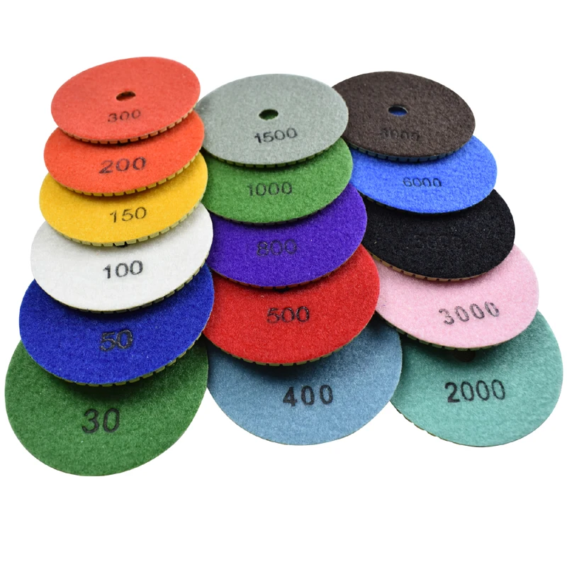 Diamond Polishing Pads Wet Buffing 4 Inch Abrasive Tool for Sanding Stone Marble Concrete Granite Counter Tile Grit 30-8000