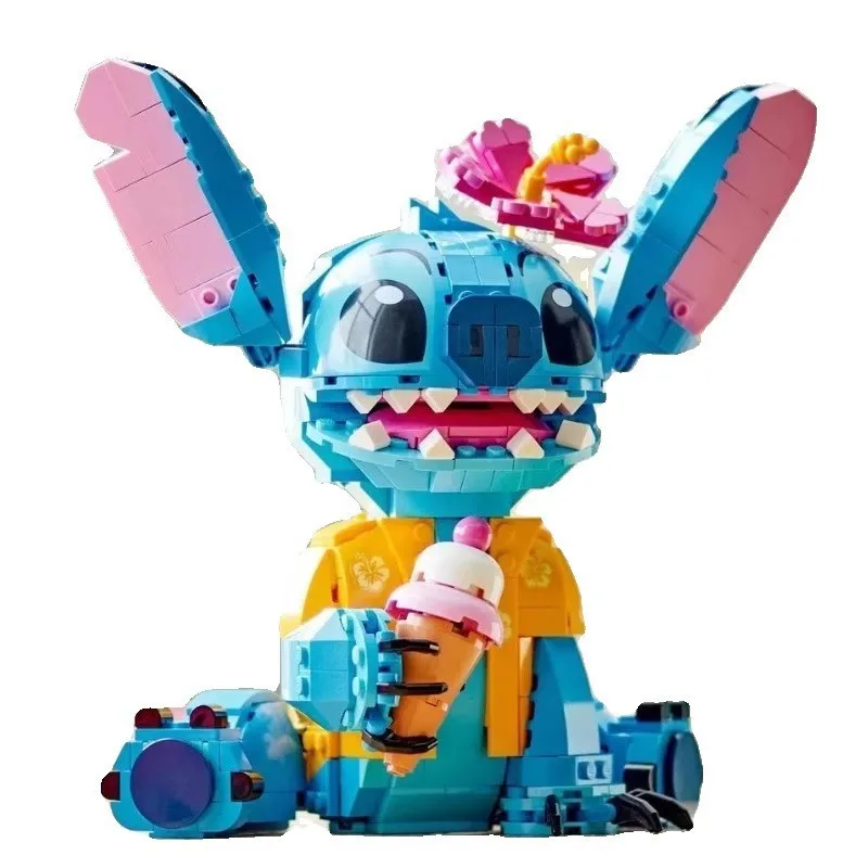 2024 Sanrio Serie Stich Hawaiian Stil Zusammengebaute Bausteine Kinder Puzzle Spielzeug Baustein Dekorationen Modell Geschenke