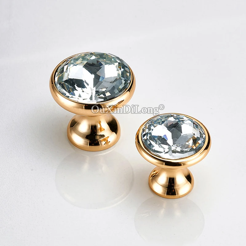 Hi-end Luxury 4PCS Brass Inlaid Crystal Furniture Pulls Knobs Drawer Knobs Cupboard Wardrobe Dresser TV Wine Cabinet Pulls Knobs