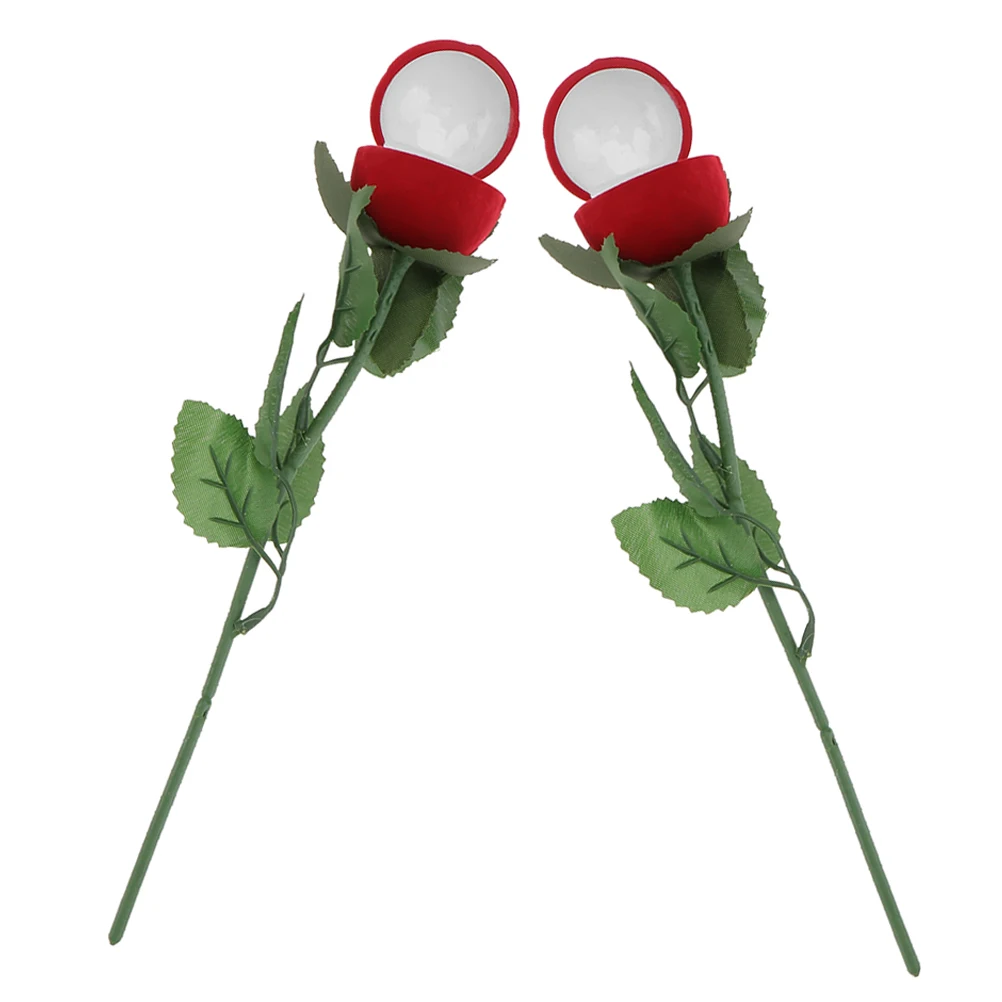 

2 шт. Красные креативные шкатулки для колец в форме розы, романтические футляры для ювелирных изделий, для помолвки, предложения руки и сердца, хранения обручальных колец, шкатулки для украшений в форме цветка