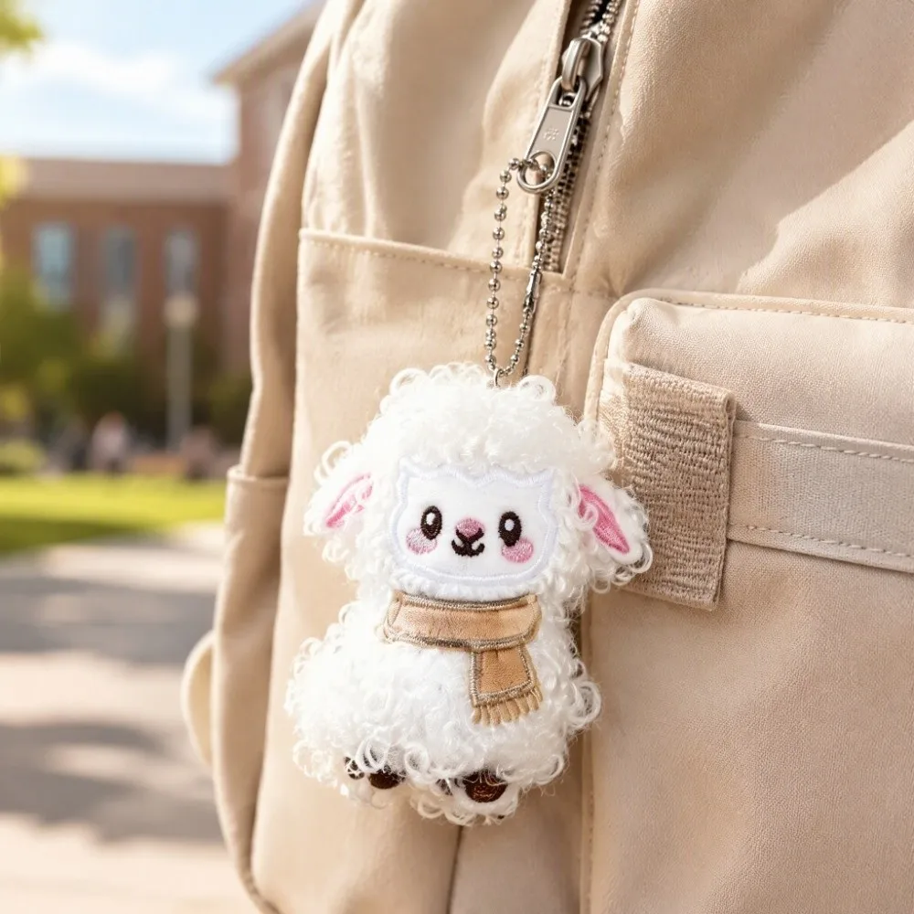 Kawaii Fluffy Sheep Keychain Soft Stuffed Small Size Lamb Keychain Cute Cartoon Sweet Accessory Cartoon Sheep Keychain