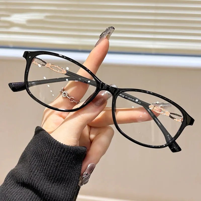 Large Frame Cat Eye Simple Design Women's Anti-Blue Light Reading Glasses Optical Lenses With Custom Recipe Customizable