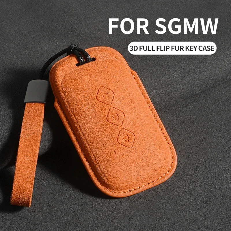 

Suede 3 Button Car Key Case Cover Shell for SGMW Wuling Hongguang S Car Keychain For Baojun 510 730 360 560 RS-5 530 630